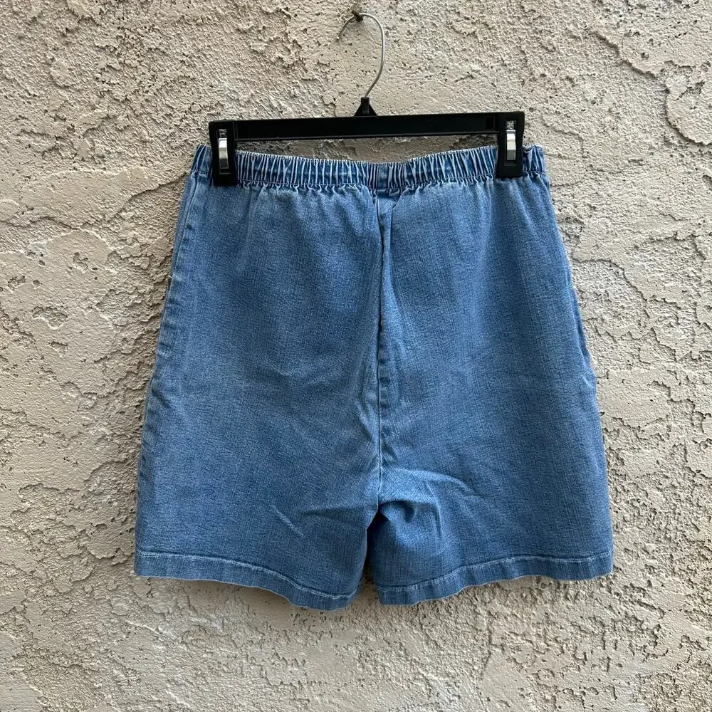Vintage Denim & Co Belted Denim Shorts Long Length Size Medium